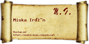 Miska Irén névjegykártya